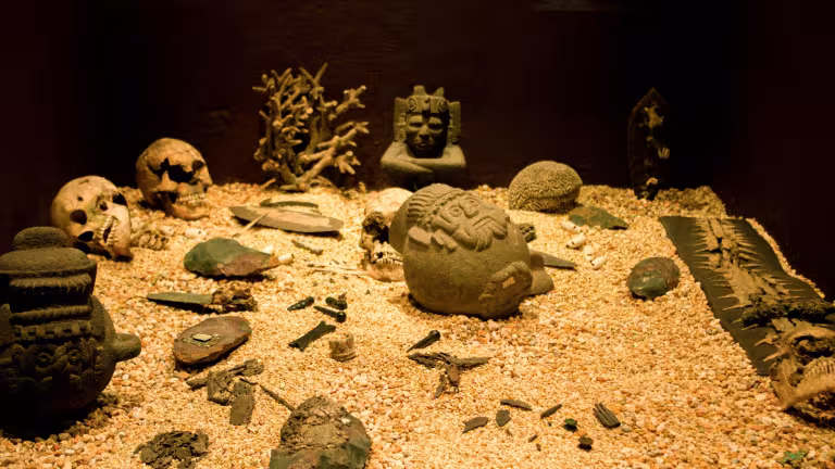 Offergåvor visas på antropologiska muséet i Mexico City